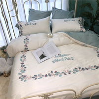HKM-999571 Silky Soft Embroidered Quilt Bedding Set with Floral and Plant Patterns, Available in Multiple Sizes