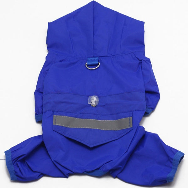HKM-9995837 Four-Legged Dog Raincoat with Hood in Multiple Colors and Sizes