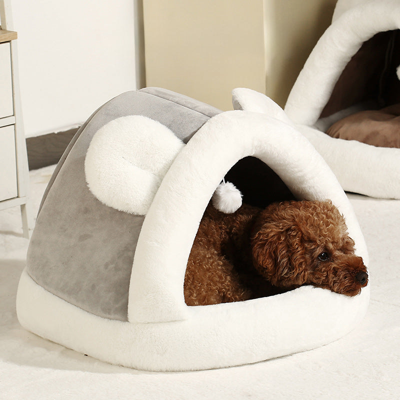 HKM-9996861 Cozy Self-Warming Pet Tent Bed for Cats and Small Dogs - Two Sizes Available