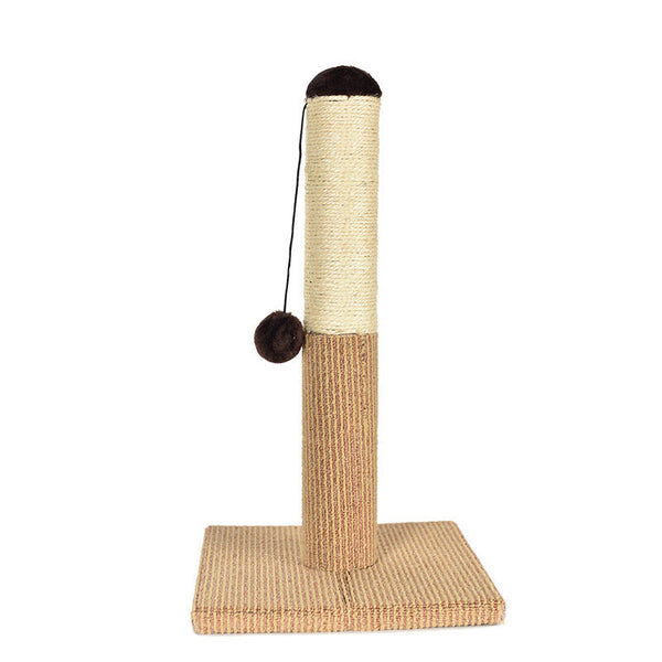 HKM-9998525 Cat Climbing Pole with Plush and Sisal, 30x30x50 cm, Gold Silver Color, Includes Grabbing Board and Toy Ball