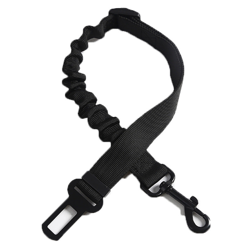 HKM-9999037 Elastic Retractable Pet Car Seat Belt for Safety Travel, Black Nylon Towing Rope, 53-74cm Length