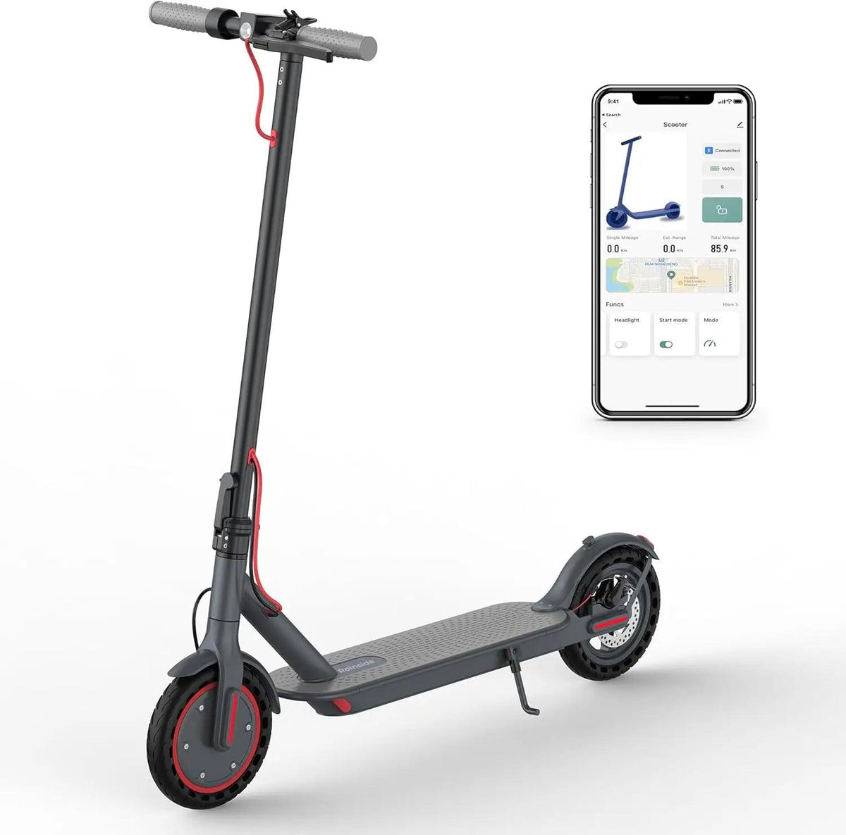HKM-M1X 15.5 Miles 36V 7.8Ah 280Wh 350W Single-Motor Drive Long-Range Foldable Electric Scooter - Black
