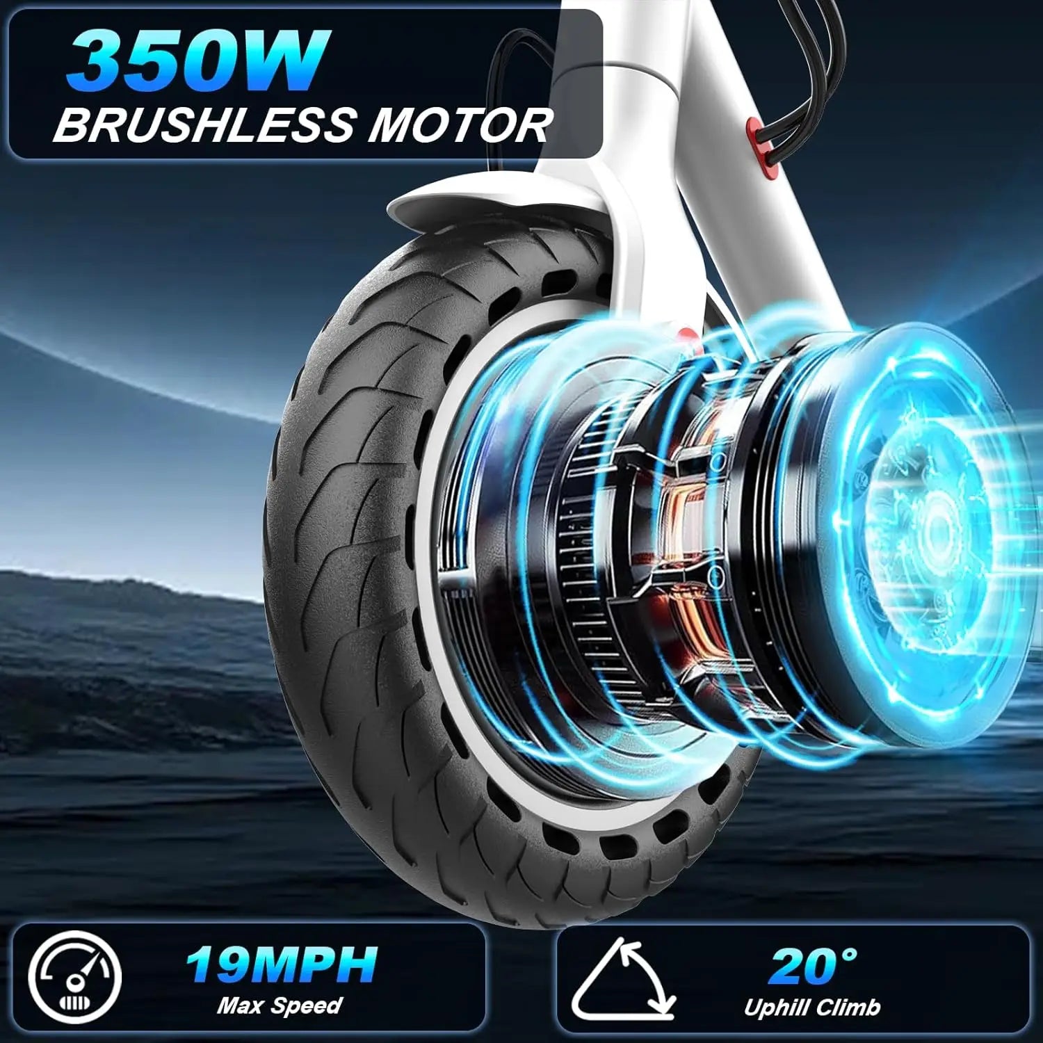 HKM-M1X 15.5 Miles 36V 7.8Ah 280Wh 350W Single-Motor Drive Long-Range Foldable Electric Scooter - White