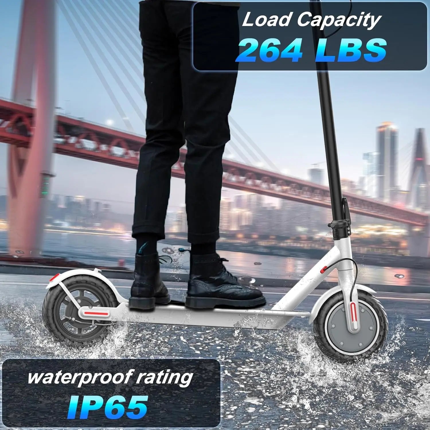 HKM-M1X 15.5 Miles 36V 7.8Ah 280Wh 350W Single-Motor Drive Long-Range Foldable Electric Scooter - White