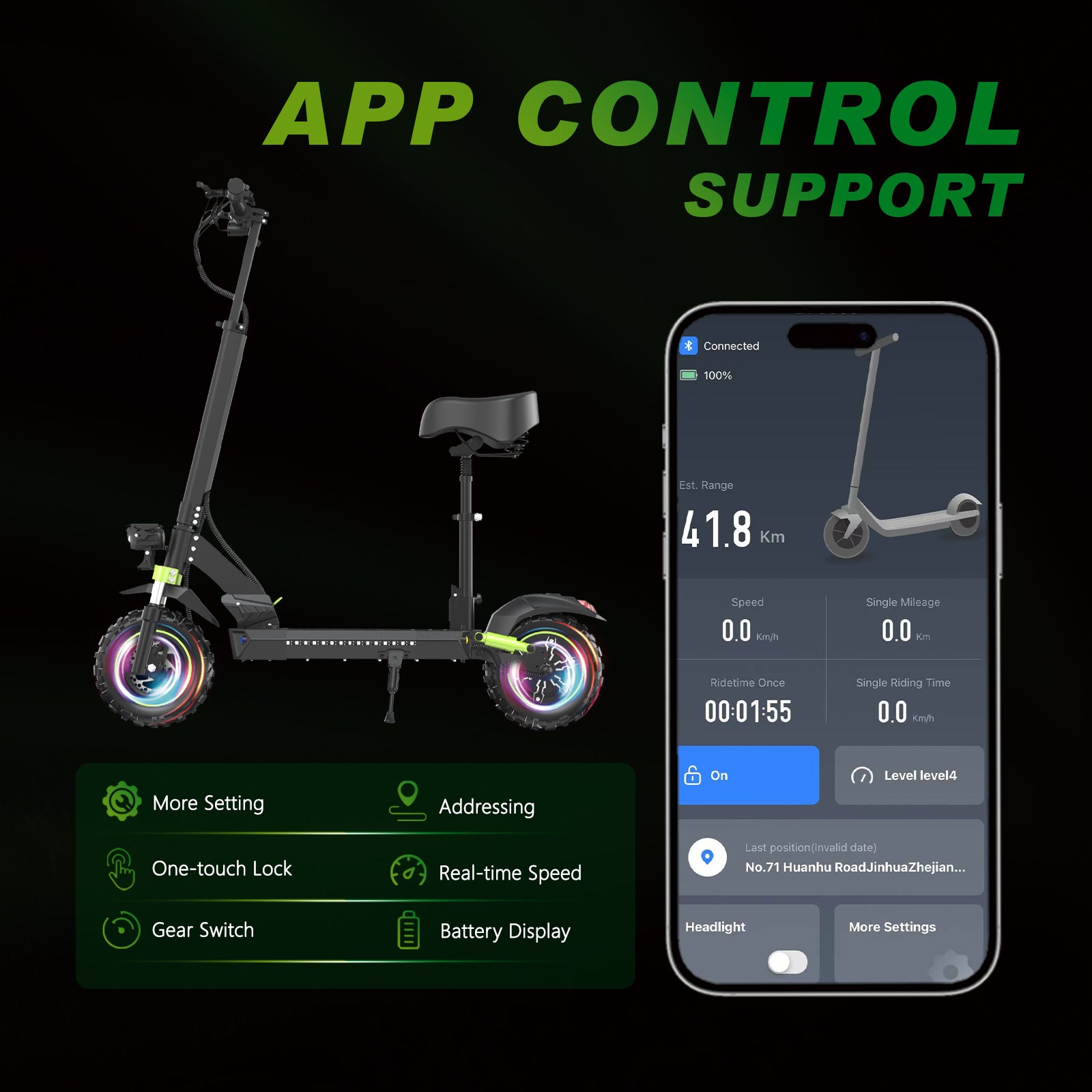 HKM-S6M 34.9 Miles 48V 18.2Ah 873Wh 1200W Single-Motor Drive Long-Range Foldable Electric Scooter - Black