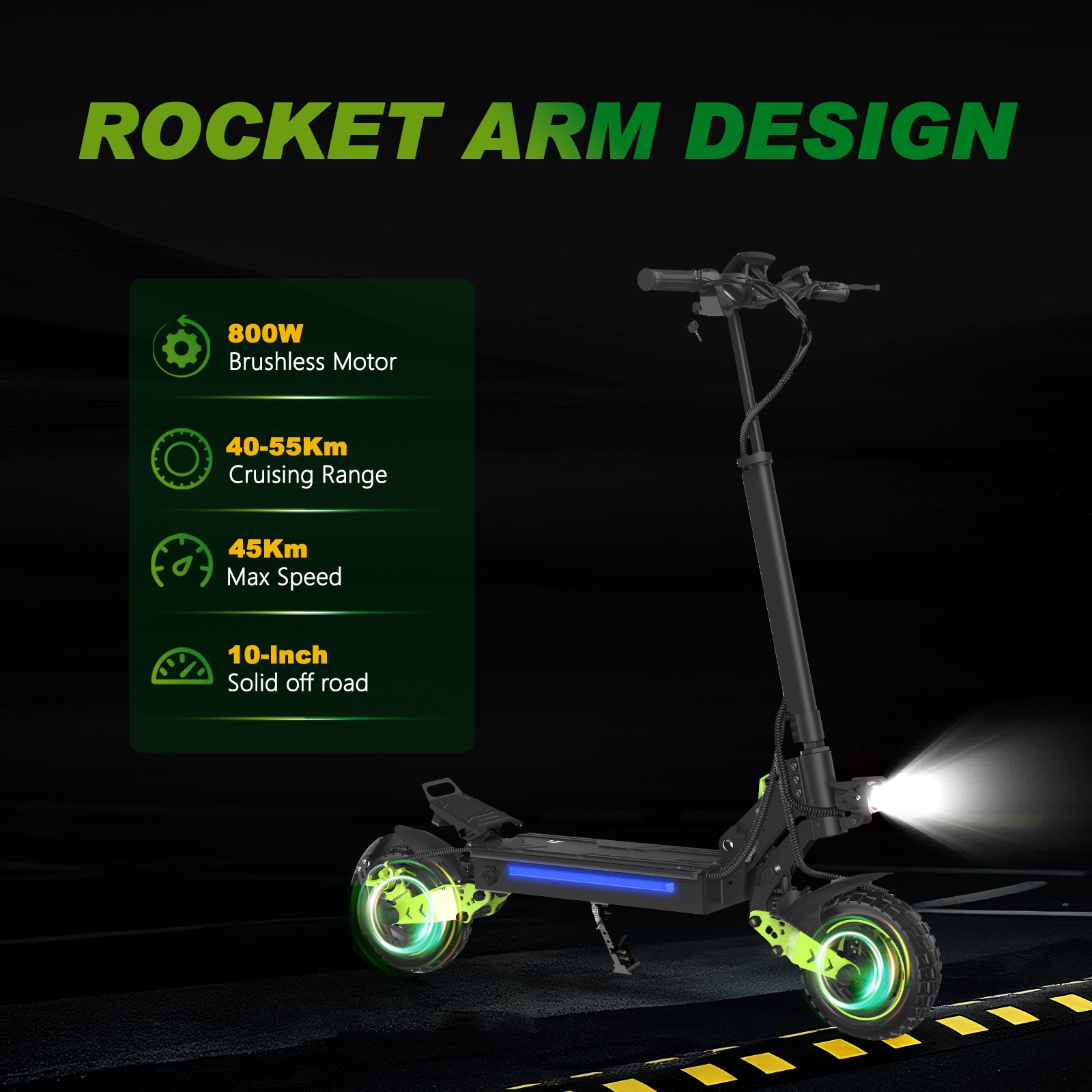 HKM-Z1M 34.1 Miles 48V 18.2Ah 873Wh 800W Single-Motor Drive Long-Range Foldable Electric Scooter - Black