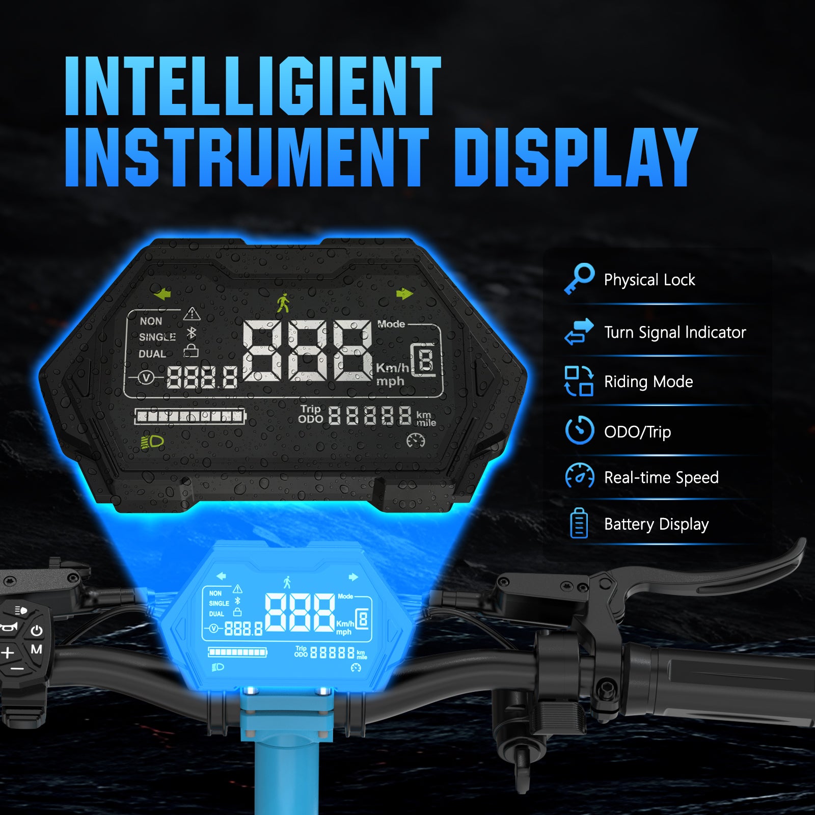 HKM-Z3M 43.5 Miles 60V 23Ah 1380Wh 3000W Dual-Motor Drive Long-Range Foldable Electric Scooter - Black