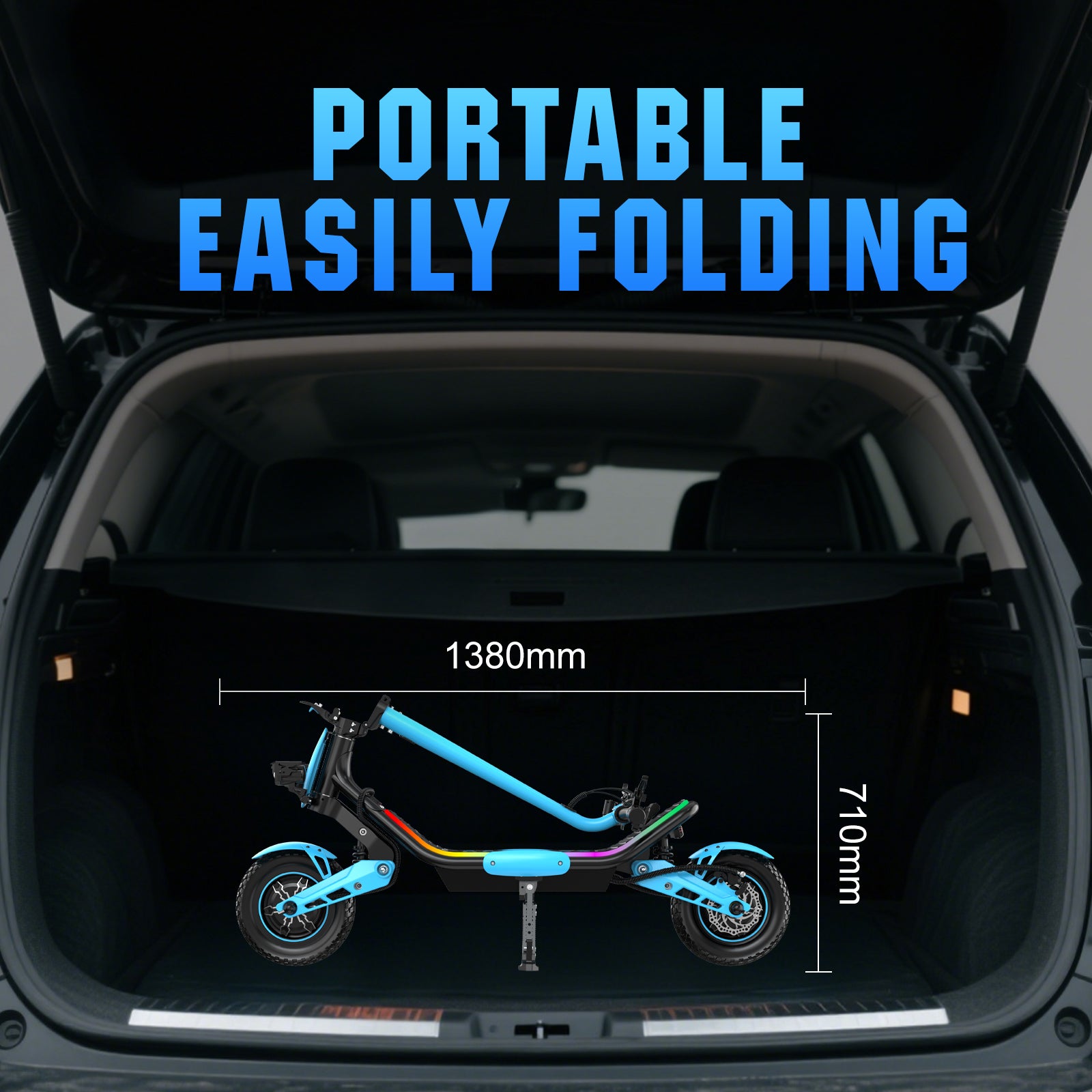 HKM-Z3M 43.5 Miles 60V 23Ah 1380Wh 3000W Dual-Motor Drive Long-Range Foldable Electric Scooter - Black