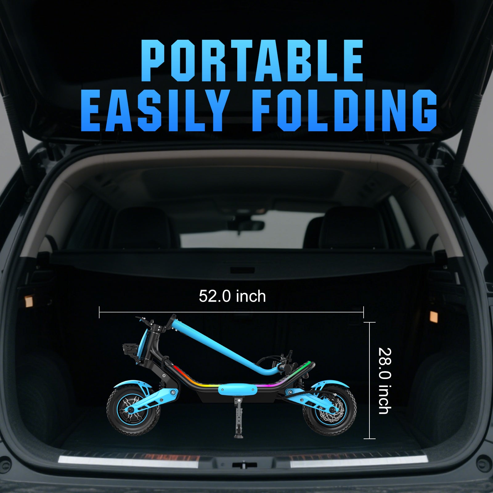 HKM-Z3M 43.5 Miles 60V 23Ah 1380Wh 3000W Dual-Motor Drive Long-Range Foldable Electric Scooter - Black