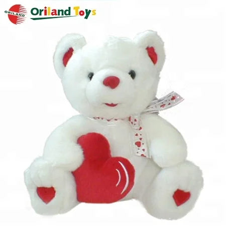 KTX-555155 Soft Plush Valentine Teddy Bear with Pink Heart - Available in Custom Sizes