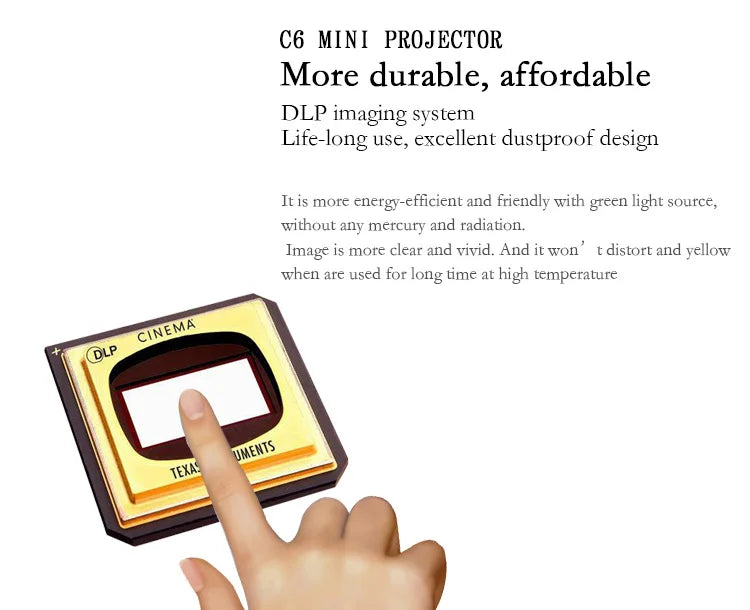 KTX-105363 Compact LED Mini Projector C6 with Full HD 4K Support for Home Cinema Experience