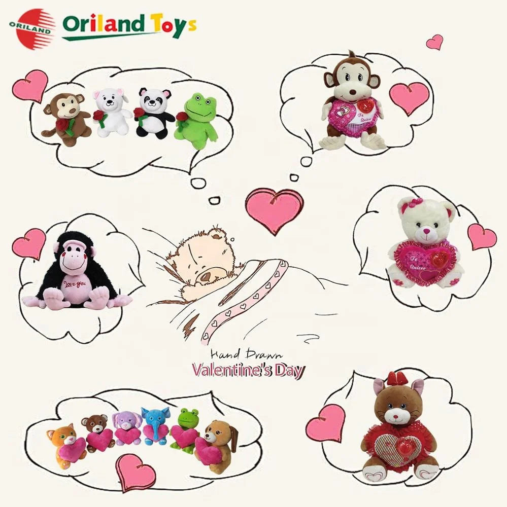 KTX-555155 Soft Plush Valentine Teddy Bear with Pink Heart - Available in Custom Sizes