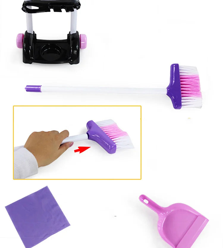 KTX-425299 Kids Cleaning Cart Toy - Pretend Play Trolley Set for Ages 2-7