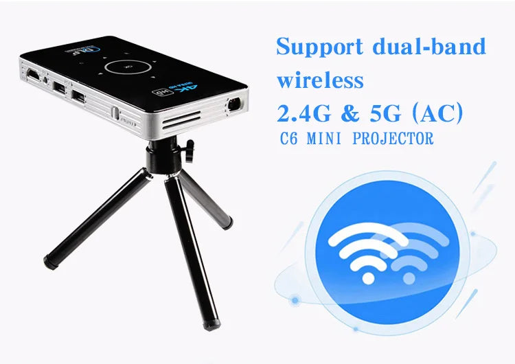 KTX-105363 Compact LED Mini Projector C6 with Full HD 4K Support for Home Cinema Experience