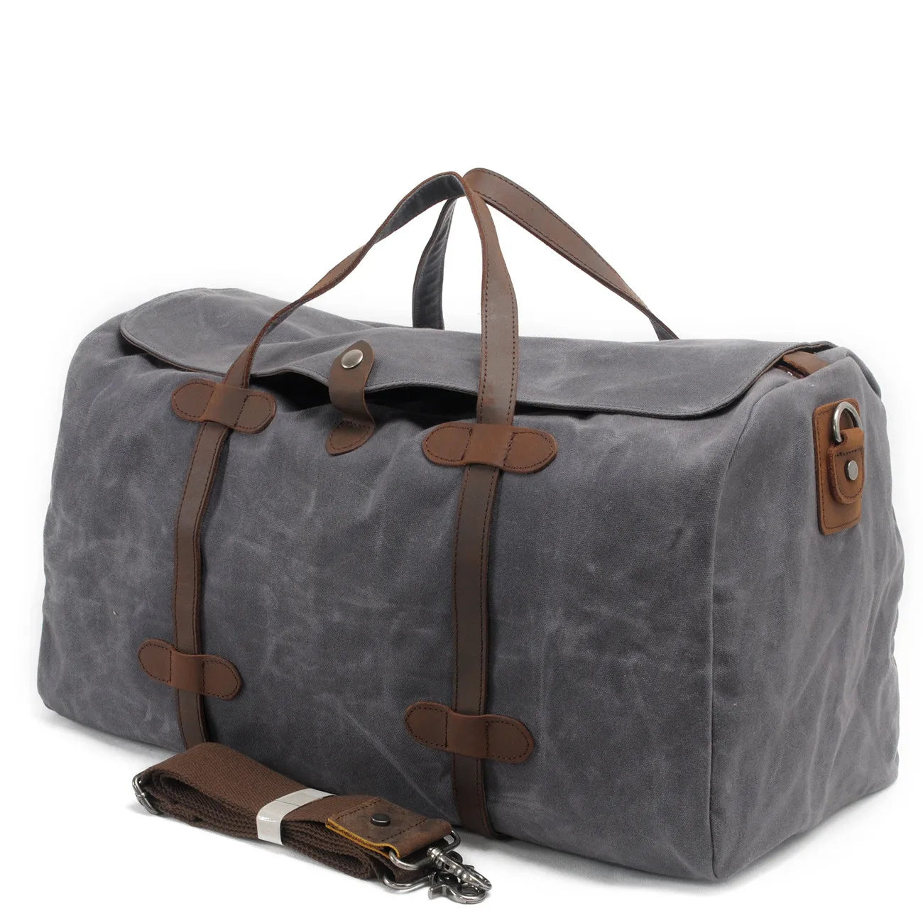 KTX-582931 Large Waterproof Canvas Travel Tote Duffle Bag - 54cm x 22cm x 30cm, Durable with Cowhide Accents
