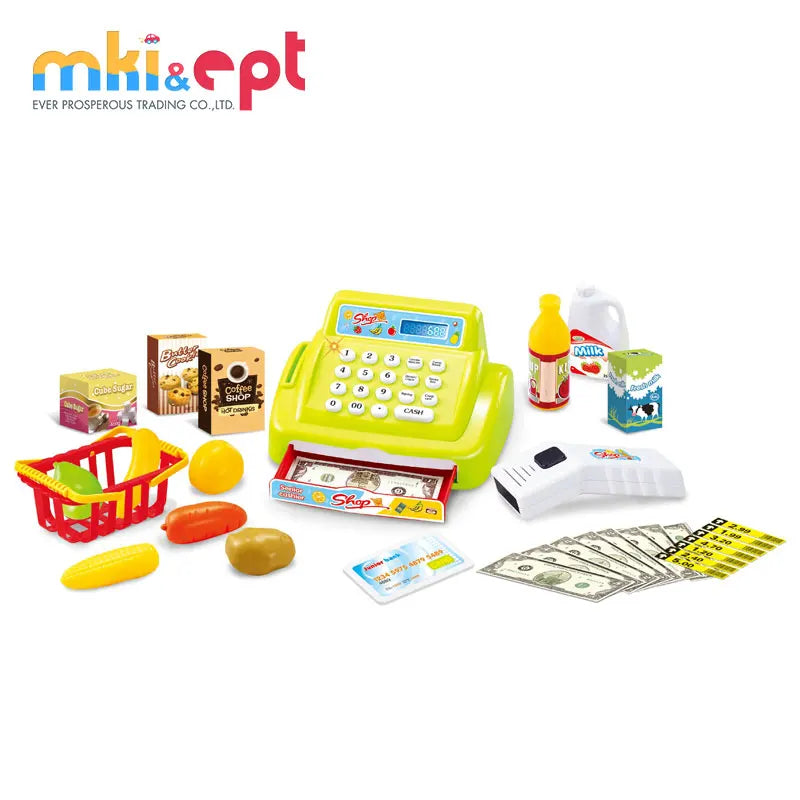 HKM-704403 Educational Battery Operated Cash Register Toy with Microphone for Kids Ages 2-7