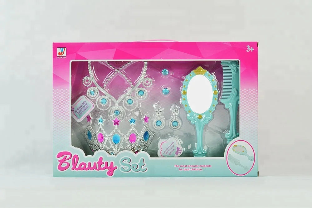 HKM-785747 Customizable Princess Dress-Up Beauty Makeup Set for Kids with Jewelry and Accessories