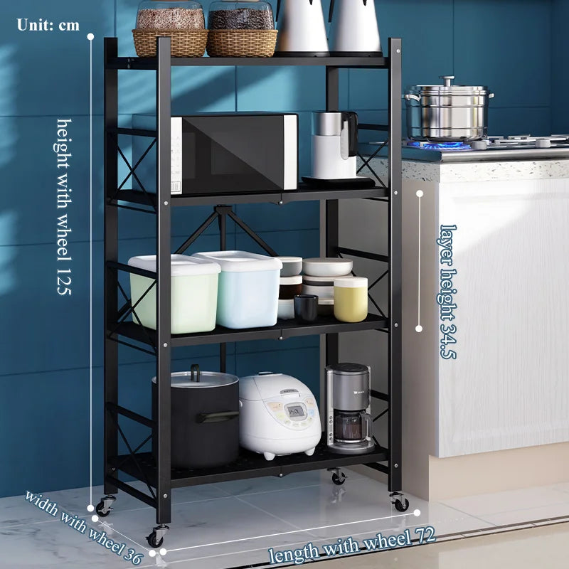 KTX-827795 4-Tier Metal Vegetable Storage Rack for Kitchen Organisation