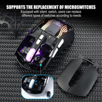 HKM-035283 Lightweight Honeycomb Wireless Gaming Mouse with Adjustable DPI up to 10000 and RGB Lighting for PC