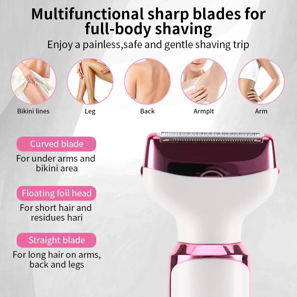 HKM-143699 4-in-1 Rechargeable Cordless Women's Body Hair Shaver and Bikini Trimmer