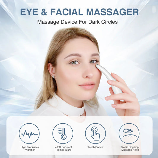 HKM-308691 Sonic Eye Massager with Warm Treatment and Cream Booster for Dark Circles and Puffiness Relief