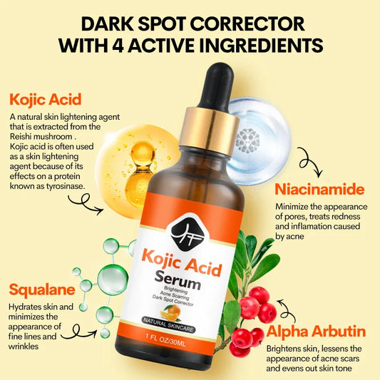 HKM-784403 4-in-1 Kojic Acid Face Serum with Niacinamide, Arbutin, Vitamin C, and Squalane for Dark Spot Correction