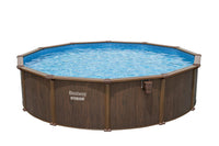 HKM-618963 Large Round Above Ground Family Swimming Pool Set - 5.49 m x 1.32 m Outdoor Portable Design