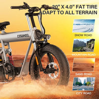 HKM-1752531 Electric Bike 1500W Motor 48V 20Ah Battery 93 Mile Range 20-Inch Fat Tires Full Suspension Shimano 7-Speed