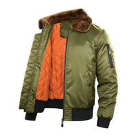 HKM-308755 Men's Retro American Flight Suit Jacket Winter Wool Collar Cotton Blouson Casual Style Zipper Closure Canvas Finished Product
