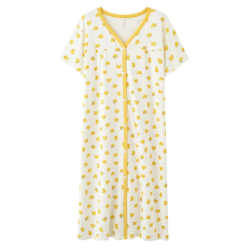 KTX-132563 Cotton Women's Sleep Dress Organic Jersey Sleep Shirt for Women Casual Nightgown Dress Long Sleeve Womens Sleep Wear