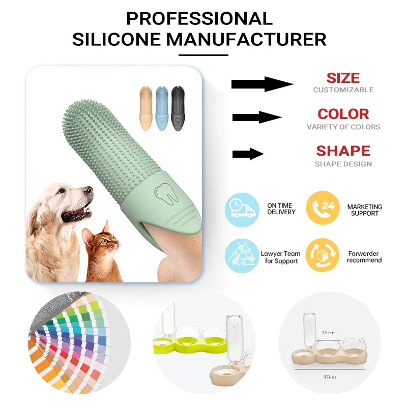 HKM-438803 Silicone 360 Degree Finger Toothbrush for Pet Teeth Cleaning - Soft Food Grade Design