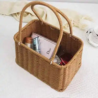 Top Choice Modern Ceramic Lacquer Storage Basket Luxury Natural Rattan for Holding Food Pet Items for Picnics