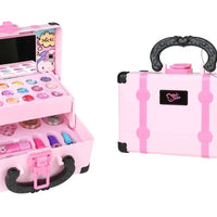 HKM-376723 Portable Makeup Kit for Kids with Real Cosmetics, Storage Case, Nail Art and Lipstick