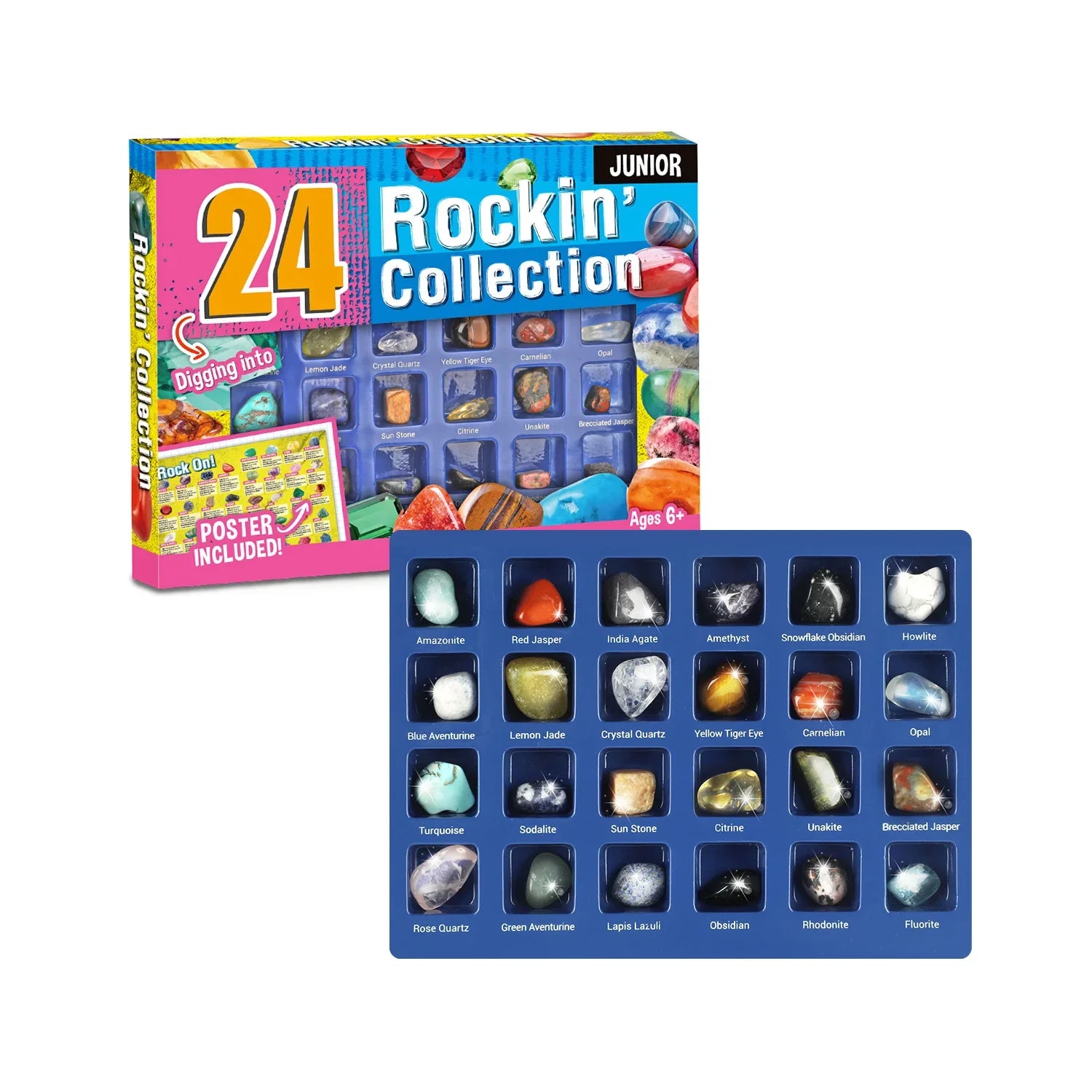KTX-670099 Eco-Friendly Learning Rock Collection - Collectable Crystal Stones for Educational Use