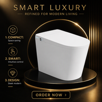 HKM-3263699 Smart Toilet Rimless One Piece Floor Mounted Siphonic Jet Flush White Ceramic Bidet Heated Seat With Remote Control