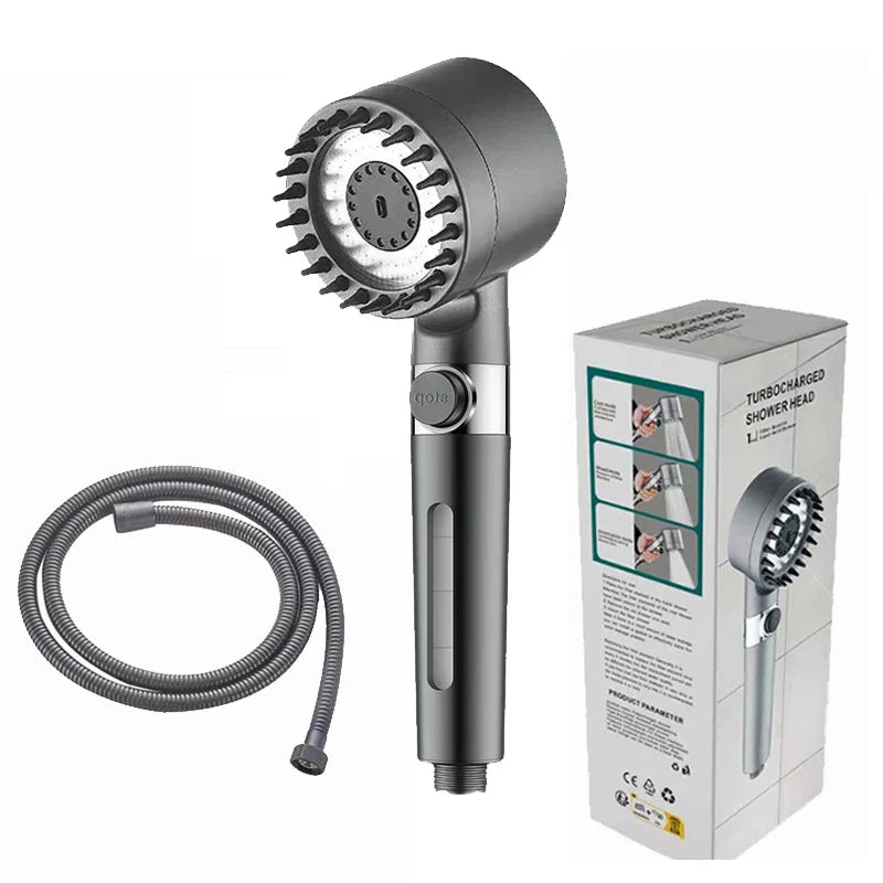 KTX-851795 Adjustable 4-Function Handheld Shower Head with Massage Brush and Pressurized Spray