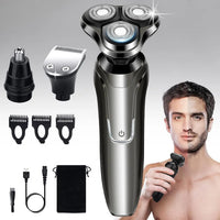 HKM-619411 Portable Electric Shaver with USB Charging, Stainless Steel Blade and Cleaning Reminder for Men