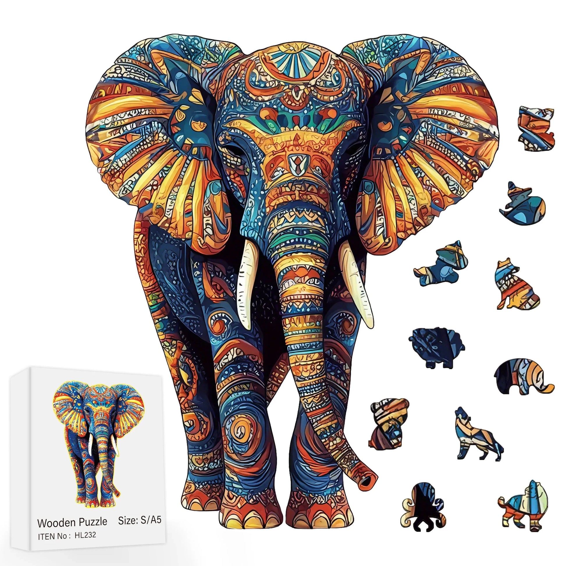 KTX-105299 DIY Unique Shape Wooden Animal A4 Jigsaw Puzzle for Adults with Wooden Pieces