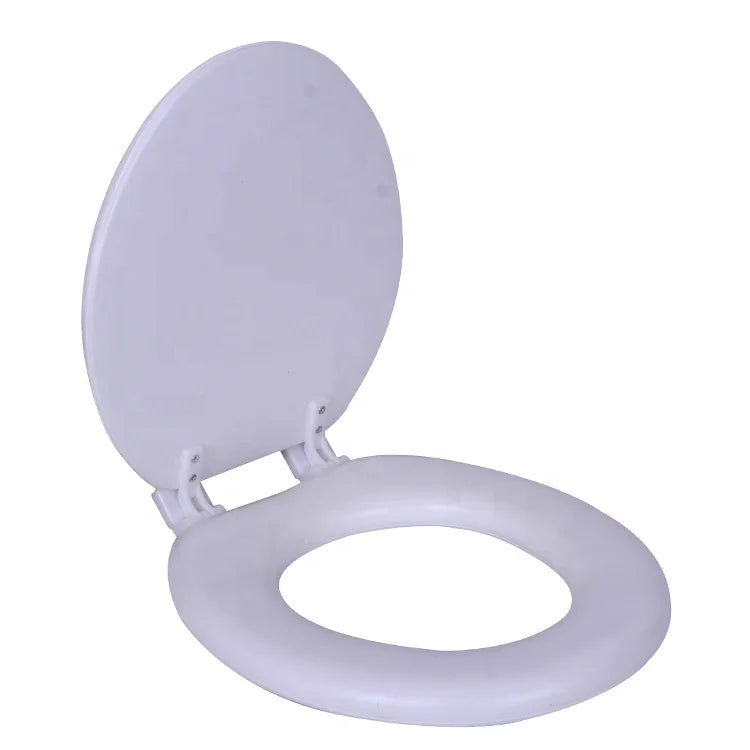 KTX-933139 White MDF Wooden Toilet Seat Cover with Soft Close Mechanism - Round Shape for Bathroom Use