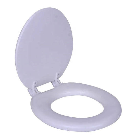 KTX-933139 White MDF Wooden Toilet Seat Cover with Soft Close Mechanism - Round Shape for Bathroom Use