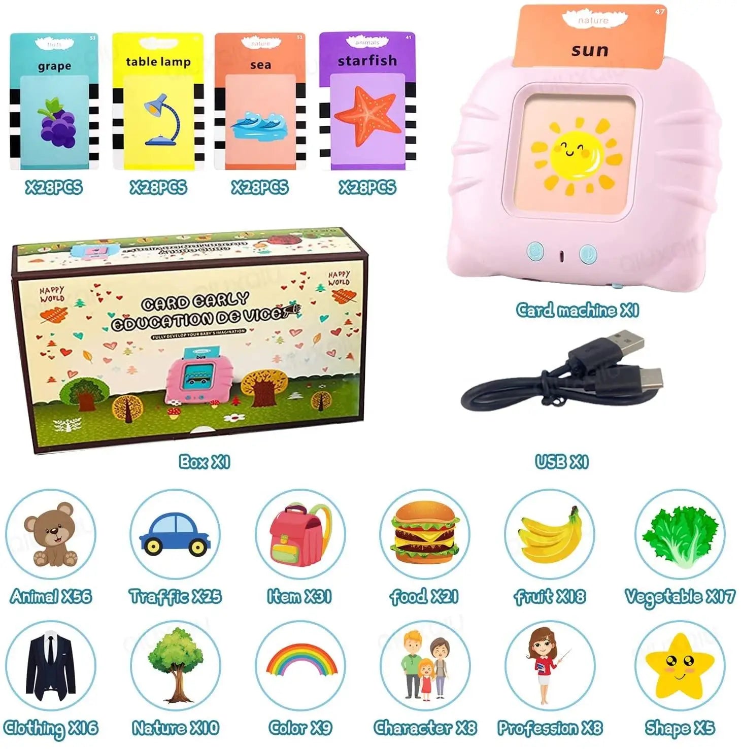 KTX-246419 Intelligent Flash Card Learning Machine for Early Childhood Education with Multiple Language Options