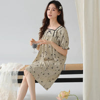 HKM-329171 New Design Plus Size Spring and Autumn Cotton Nightdress Loose Casual Pregnant Women Long Skirts