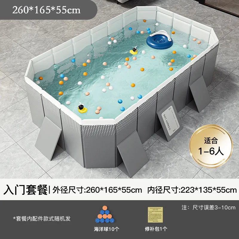 HKM-848339 Large Rectangular Above Ground Swimming Pool for Outdoor Use