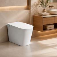 HKM-3263699 Smart Toilet Rimless One Piece Floor Mounted Siphonic Jet Flush White Ceramic Bidet Heated Seat With Remote Control