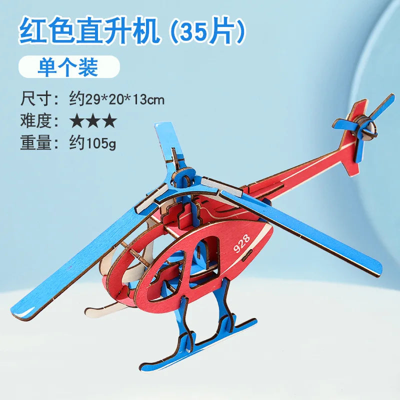 KTX-925651 3D Wooden Puzzle Kit for Kids - Eco-Friendly DIY Educational Toy in Cartoon Style