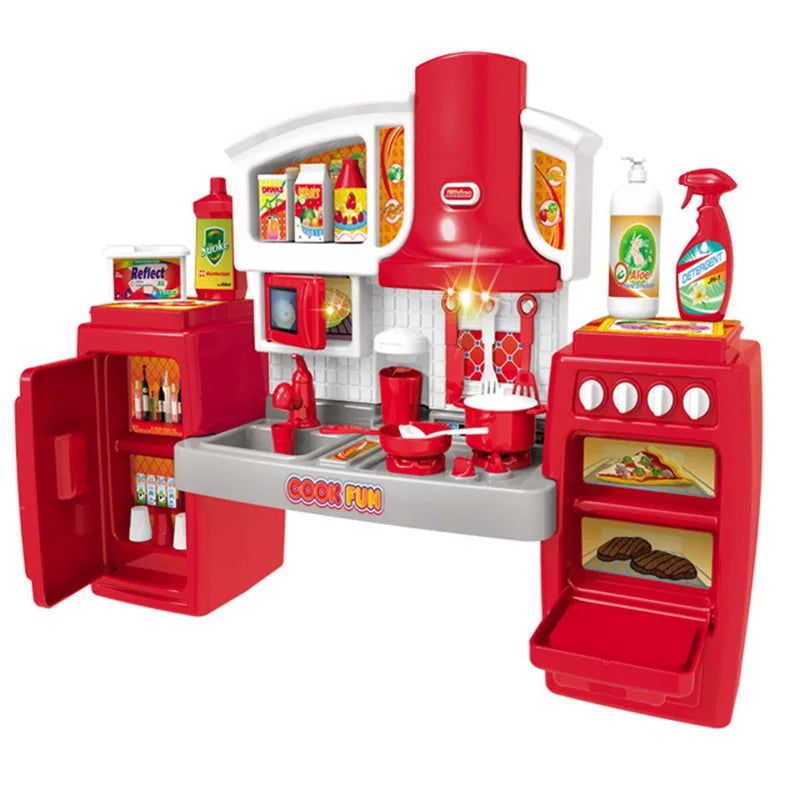 KTX-551699 Kids Kitchen Play Set with Tableware - Pretend Simulation Cooking Toy for Girls