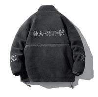 HKM-275987 Men's Casual Winter Thick Short Cotton Blouson O-Neck Jacket With Zipper Closure and Flower Decoration Dot Pattern Workwear