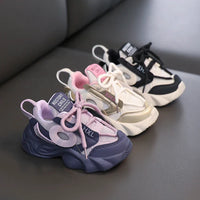 HKM-115603 New Girls Casual Chunky Sports Shoes Children's Thick-Soled Running Sneakers for Spring Students Soft Dad Shoes
