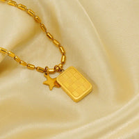 HKM-985683 Necklaces for Women Stainless Steel Heart Letter Moon Star Pendant Necklace Gold Shiny Fashion Jewelry Necklaces