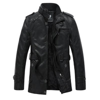 HKM-964115 Men's Coats Waterproof Windproof Motorcycle Jacket With Standing Collar Waxed Leather Jacket Winter PU Leather Jacket Custom